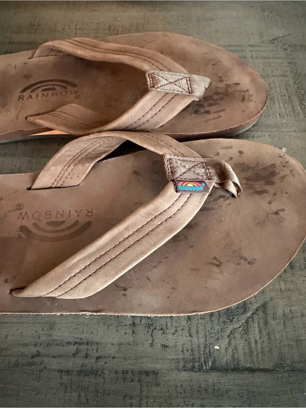 Rainbow Brown Men's Flip Flops with Padded Thong Straps XL 11-12